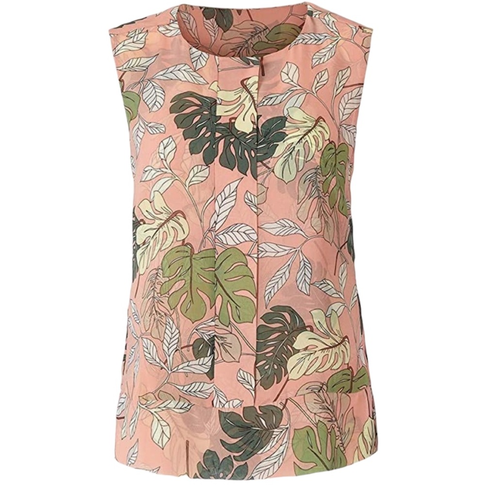 Cabi Tropical Blouse Blush Monstera Print Women's S